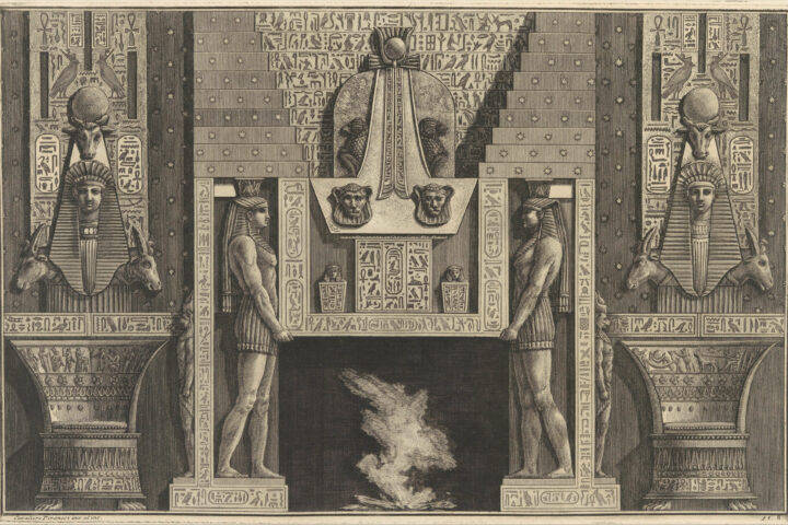 Giovanni Battista Piranesi, Camino in stile egizio, ca 1769, incisione, Metropolitan Museum of Art, New York.